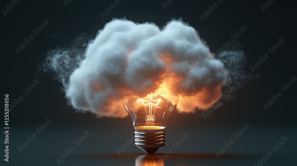 Aufkleber intelligent light bulb concept with brain realistic 3d isolated on transparent background
