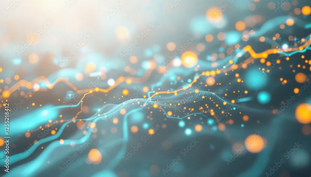 Poster fluorescent network connecting digital realms abstract visualization
