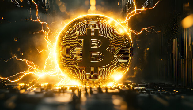 Bullrun crypto BTC, bull and many bitcoin gold coins, Bitcoin (BTC) coin with a bullish price chart in the background - Powered by Adobe