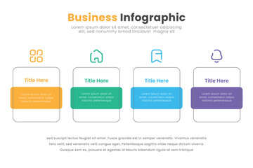 Modern business infographic design template with icons and 4 options. Can be used for process diagram, presentations, workflow layout, banner, flow chart.