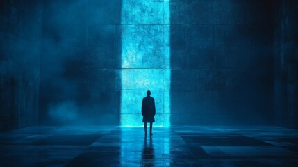 Fototapeta premium Mysterious light emergence abandoned space digital art dark mood