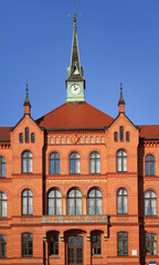 Entrance of the Evangelical Hospital Queen Elisabeth Herzberge in Berlin-Lichtenberg, historical architecture