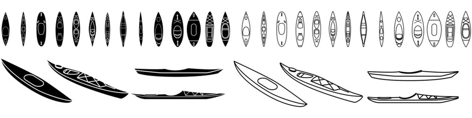 Kayak icon vector set. Kayak illustration sign collection. Rowing symbol or logo.
