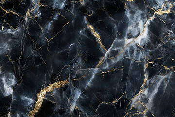 Glossy dark marble surface with gold and white veins