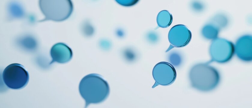 Communication, digital conversation bubbles in blue tones, representing online interaction, social media engagement, and modern networking technology visuals.
