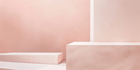 A minimalist composition with a soft powder pink background, Abstract geometric forms and gentle textures, Minimalist fine art design