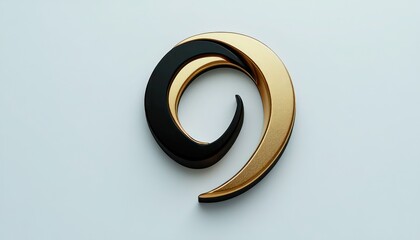 Elegant 3D logo design with matte gold and black finish on a white background