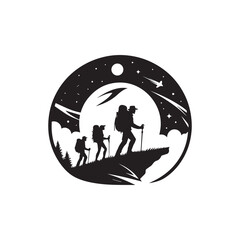trekker's edge silhouette vector line art logo
