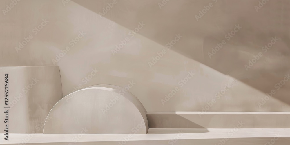 Poster A minimalist composition with a soft taupe background, Sparse geometric shapes and clean lines, Minimalist graphic design