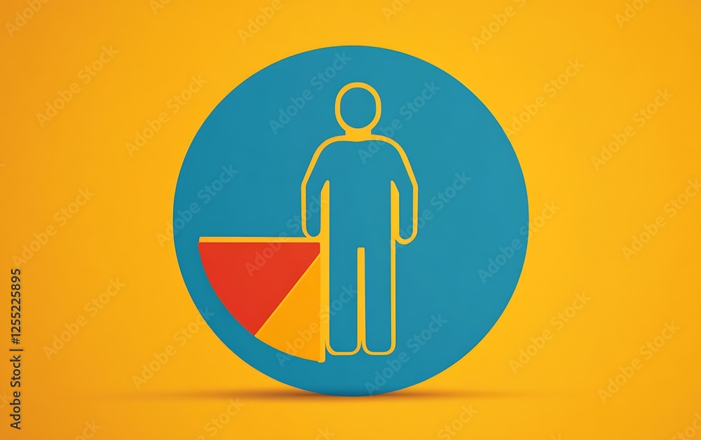 Aufkleber Person standing next to pie chart; informative graphic; data visualization; for website or presentation