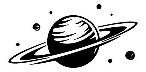 black illustration of planet or planet saturn without background © KRvisualPRO