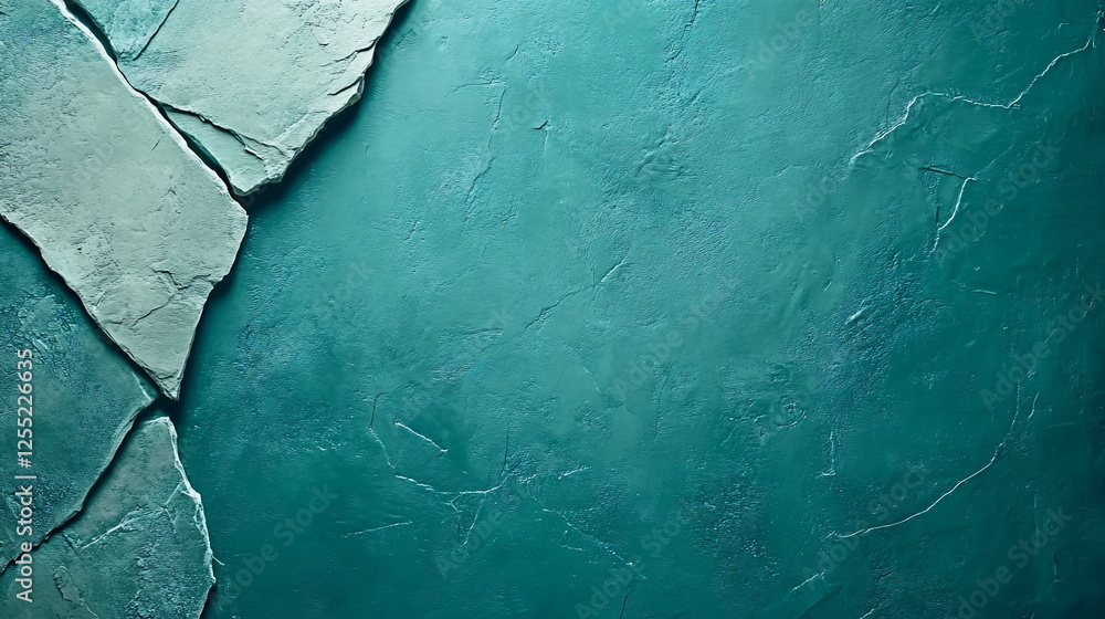 Poster Textured Background of Cracked Light Blue Stone Surface with Intricate Patterns and Natural Variations