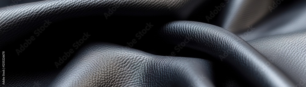 Aufkleber deep textures of black leather are highlighted by dramatic lighting, emphasizing the smooth folds an