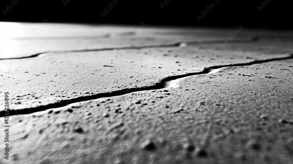 Poster textured surface of a concrete floor with cracks and shadows in monochrome lighting