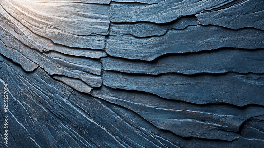 Aufkleber textured surface of dark blue rock with layered patterns and natural light effects