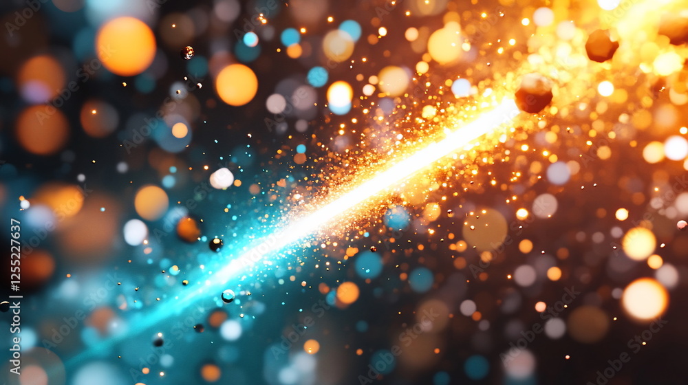 Leinwandbilder colorful abstract illustration with glowing particles and lines creating vibrant light trails in a d