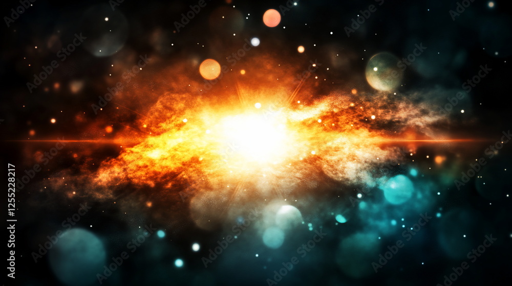 Aufkleber vibrant cosmic explosion in deep space with glowing stars and colorful nebula clouds