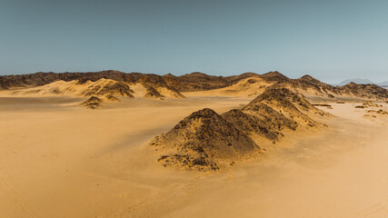 Aerial view of Desert landscape with large mountains in Namibia,Africa 