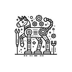 Futuristic animal robot vector illustration with a sleek and modern design. Perfect for sci-fi projects, branding, merchandise, and digital art.