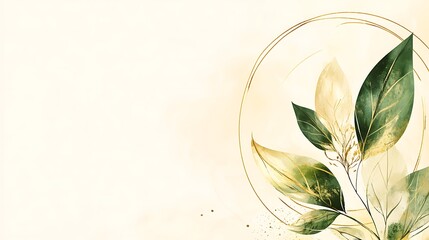 Elegant Watercolor Leaves with Gold Accents Design