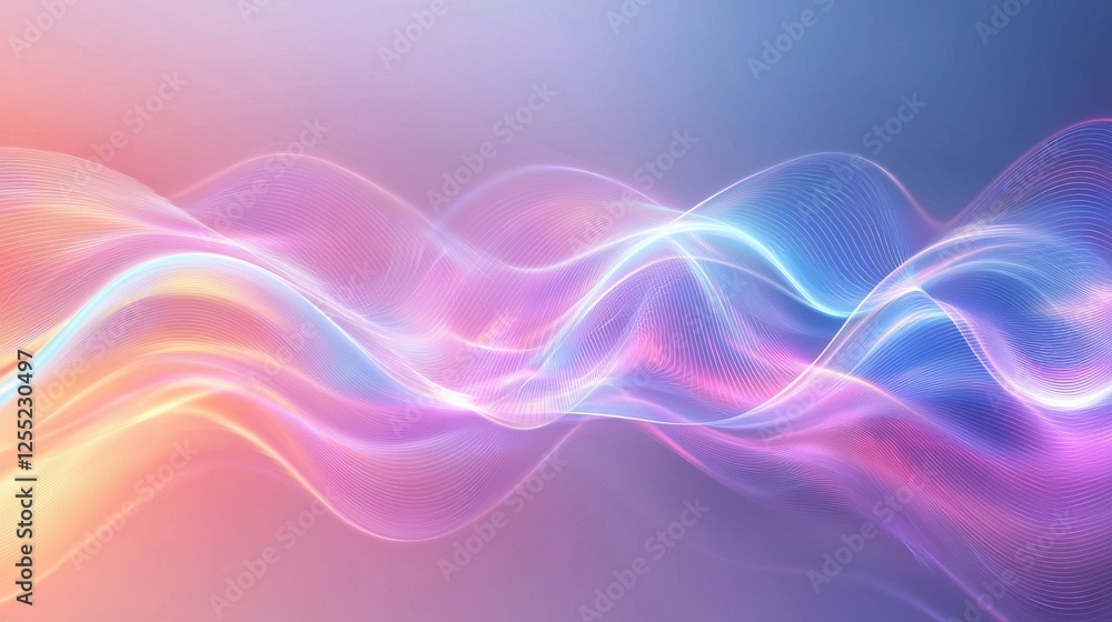Aufkleber abstract wavy lines of luminous particles, swirling in soft, pastel colors. soft lighting, vibrant g