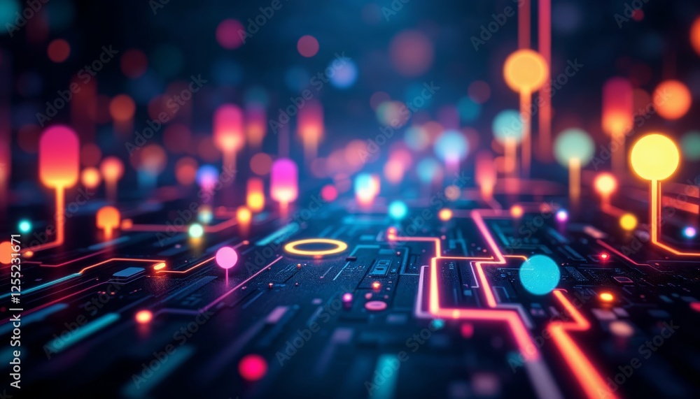 Poster illuminated circuit board pathways a glimpse into future technology