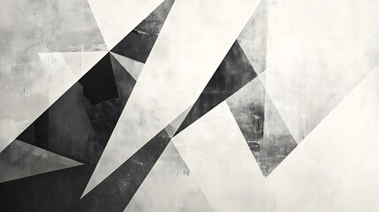 Abstract geometric shapes, grayscale design, background, art print