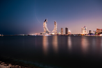 Night view of Lusail Marina