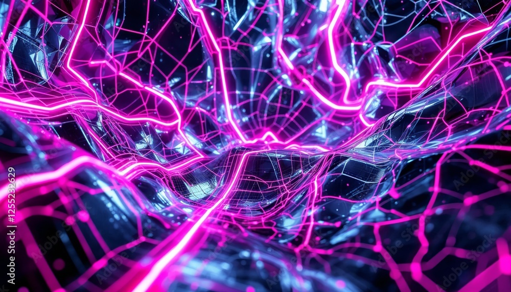 Poster illuminated circuitscape a vibrant display of technological connectivity