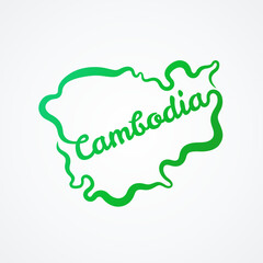 Map of Cambodia - shape and name in one line