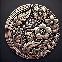 Stylized Floral Icon with Metallic Gradients