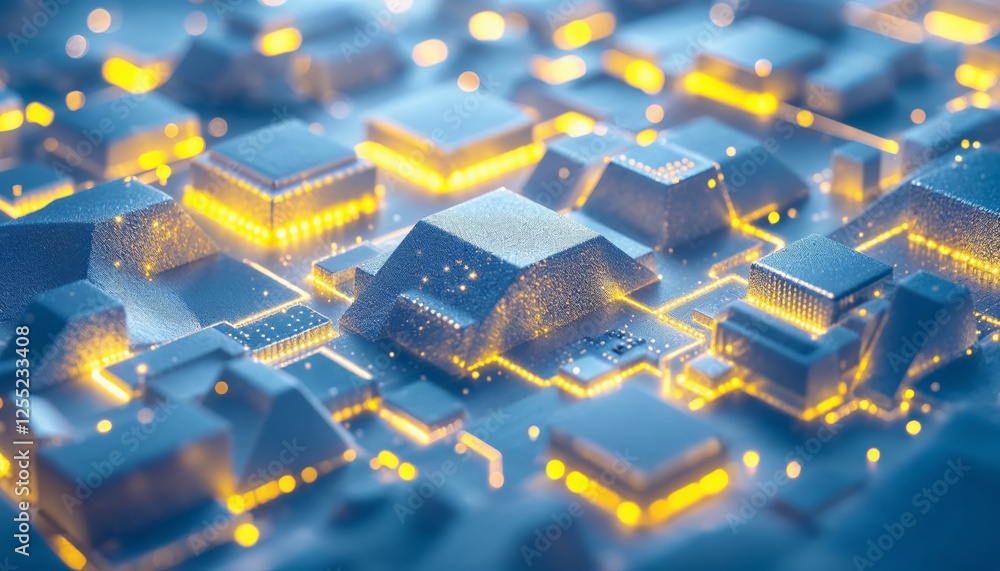 Poster illuminated microchip architecture conceptual electronic circuitry