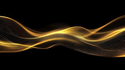 A futuristic digital gold wave with smooth curves and flowing metallic highlights