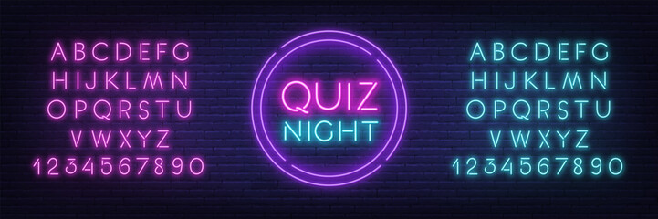Quiz Night neon sign on dark background