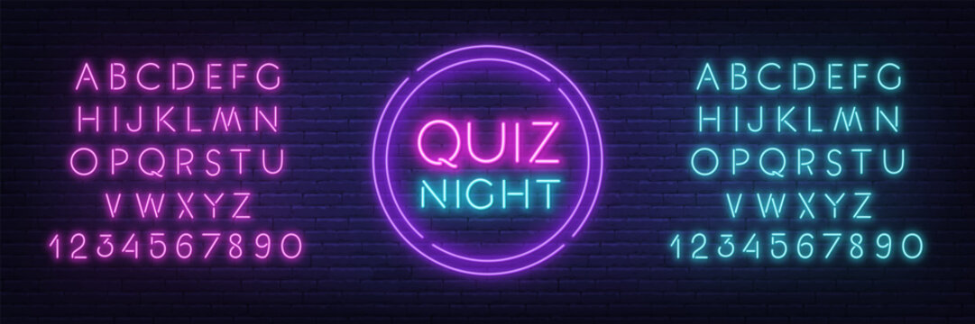 Quiz Night neon sign on dark background
