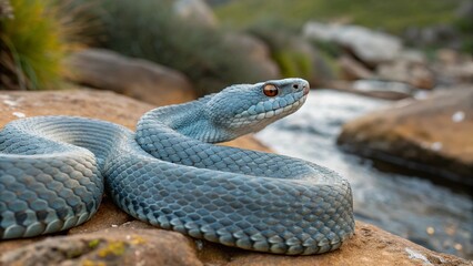 Fototapeta premium Blue snake near water