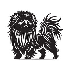 Refined Pekingese silhouette featuring its distinctive fur outline - Pekingese illustration - minimal Pekingese vector - dog silhouette
