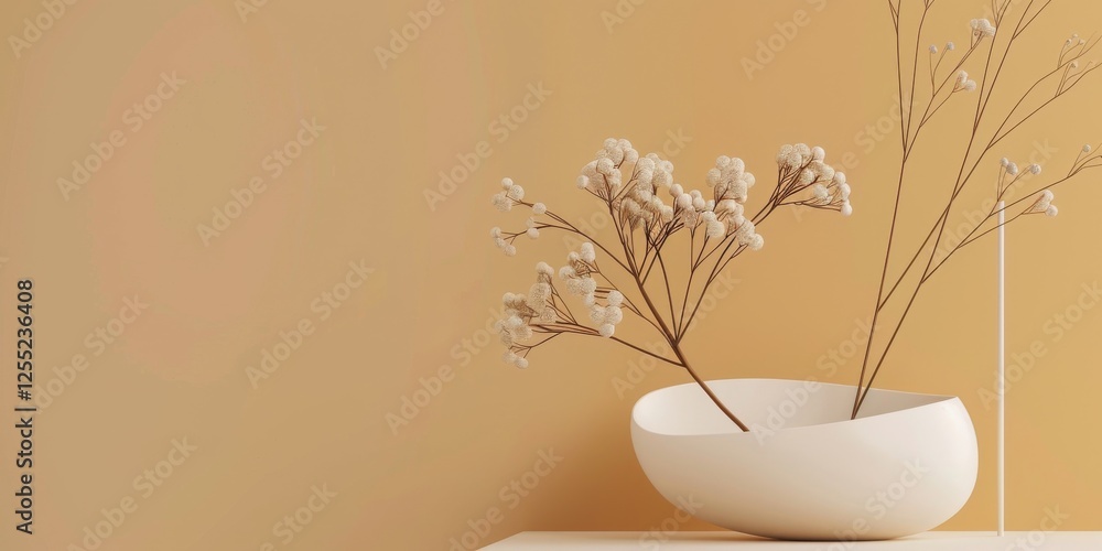 Poster a minimalist design with a light mustard background, clean edges and subtle contrasts, modern minima