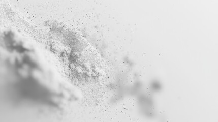 A high-key white abstract background with soft floating particles and subtle depth