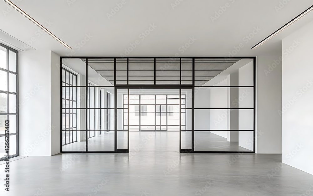 Aufkleber modern empty office space with glass partitions