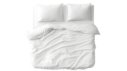 Blank white bed mock up, top view Isolated on white background.