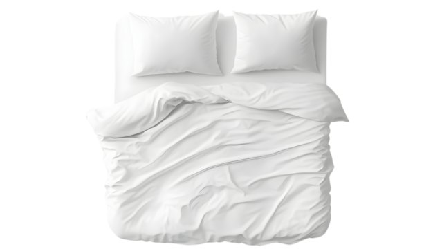 Blank white bed mock up, top view Isolated on white background.