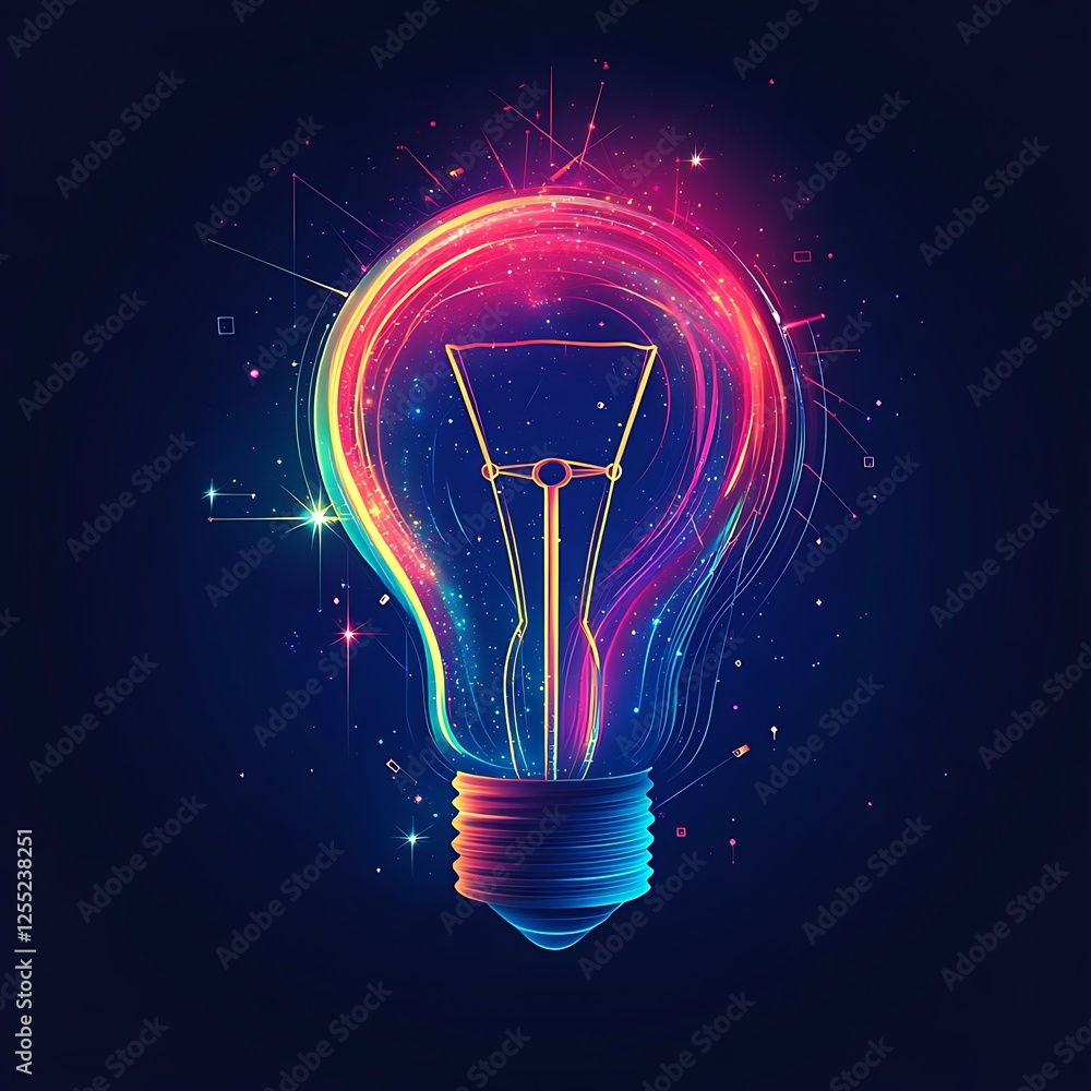Aufkleber abstract lightbulb design, innovative idea, digital art, possible use as a graphic for a business pr