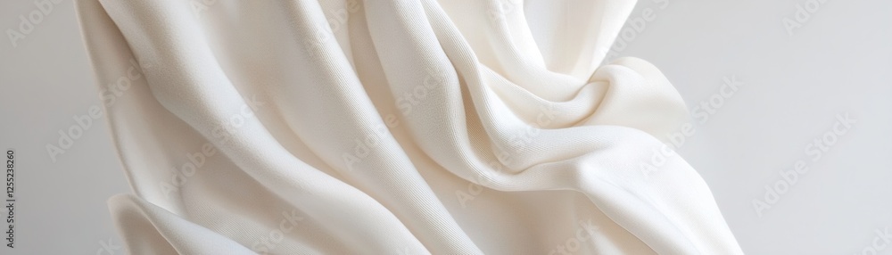Poster white cashmere fabric flows gracefully, showcasing its smooth texture through a captivating contrast