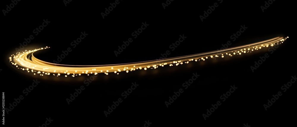 Aufkleber glowing abstract curve with light particles on black background