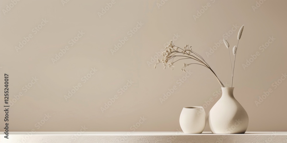 Poster a minimalist design with a light taupe background, clean edges and warm neutrals, modern minimalist 