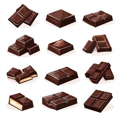 Chocolate vector set including illustrations of chocolate fudge and desserts for design and marketing use