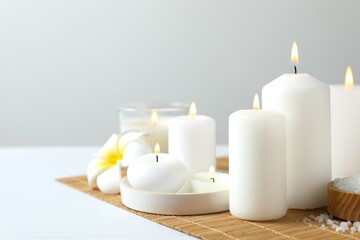 Beautiful composition with candles on the table