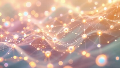 Obraz premium Interconnected Networks Luminous Nodes and Connecting Lines Abstract Visualization