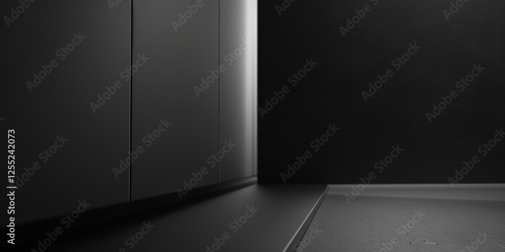 Aufkleber a minimalist design with a matte obsidian black background, sharp lines and smooth surfaces, sleek m
